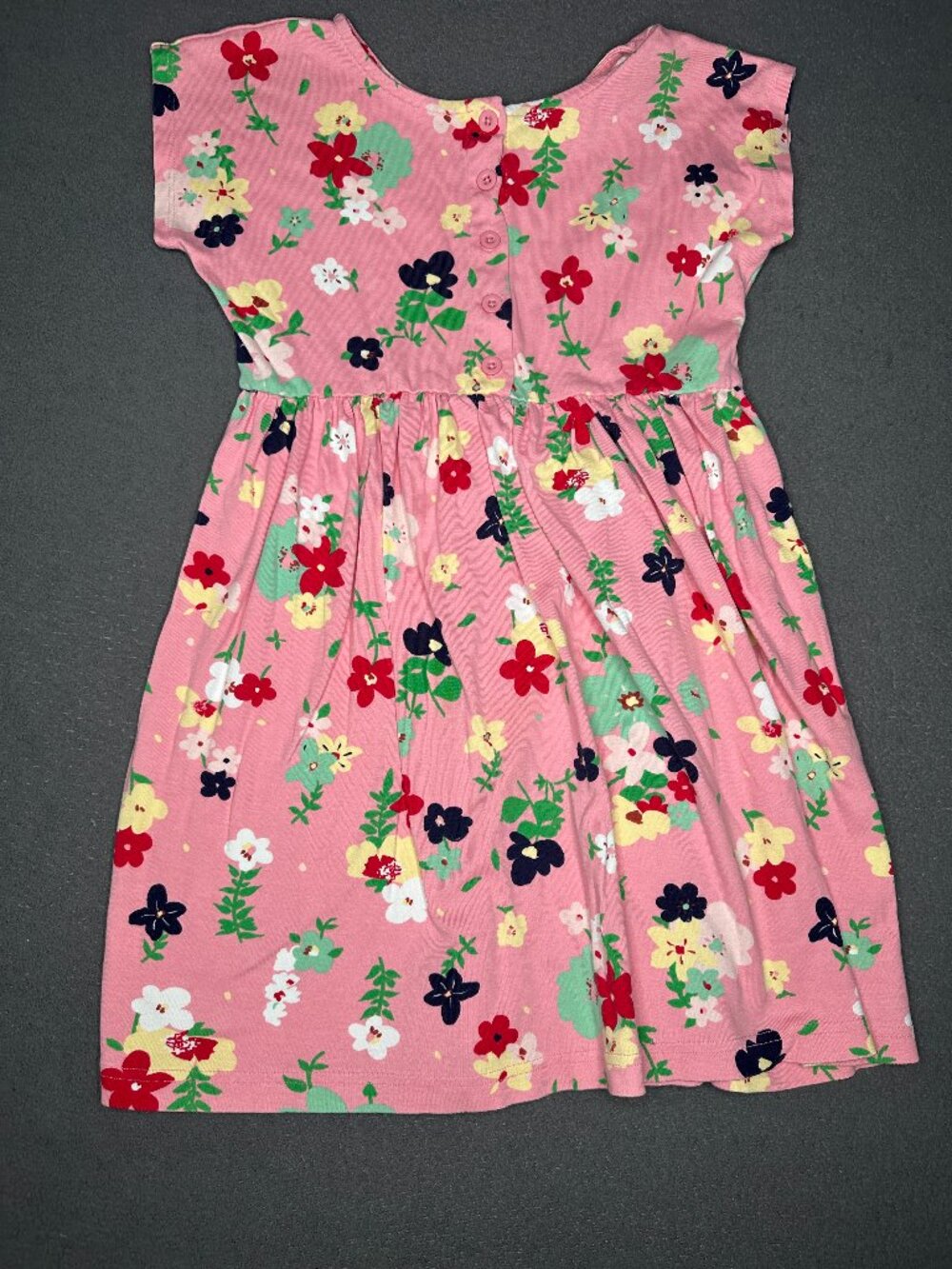 Hanna Andersson Daisy Floral Pink Gathered Button Back Dress Size 140 cm 10 US